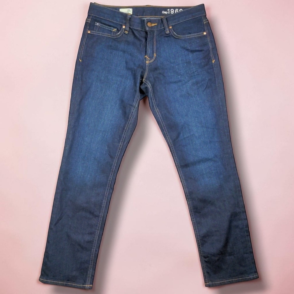Gap 1969 Real Straight Jeans Womens 28s Dark Wash Denim Stretch Pants‎ 2013 Boho